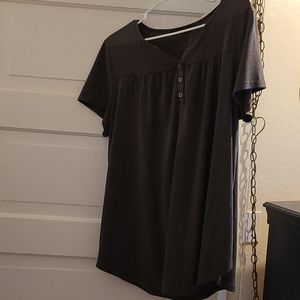 Grey short sleeve Henley top